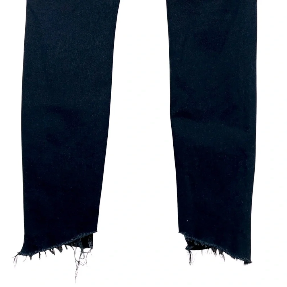 MOTHER The Stunner Zip Two Step Fray Dark Wash High Rise Jeans in Last Call